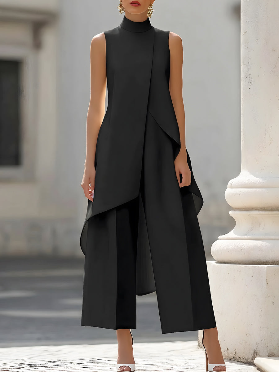 VALENTINA | CONJUNTO ELEGANTE CON TOP DRAPEADO AL CUELLO