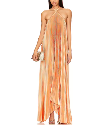 ALMA | VESTIDO LARGO PLISADO HALTER