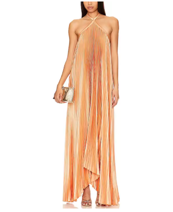 ALMA | VESTIDO LARGO PLISADO HALTER