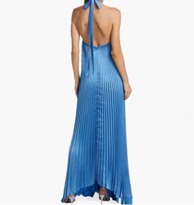 ALMA | VESTIDO LARGO PLISADO HALTER
