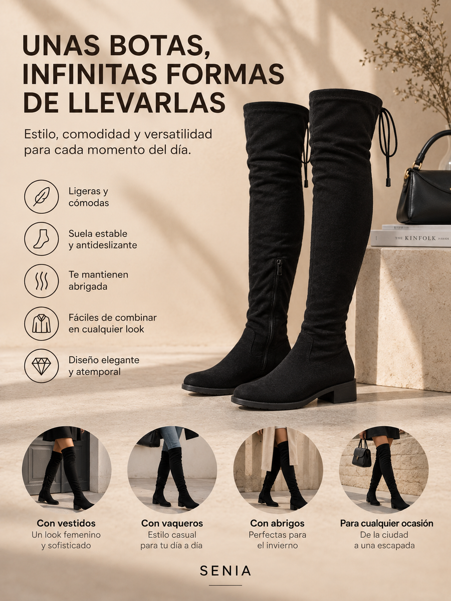 SENIA | BOTAS ALTAS DE ANTE CON CORDONES