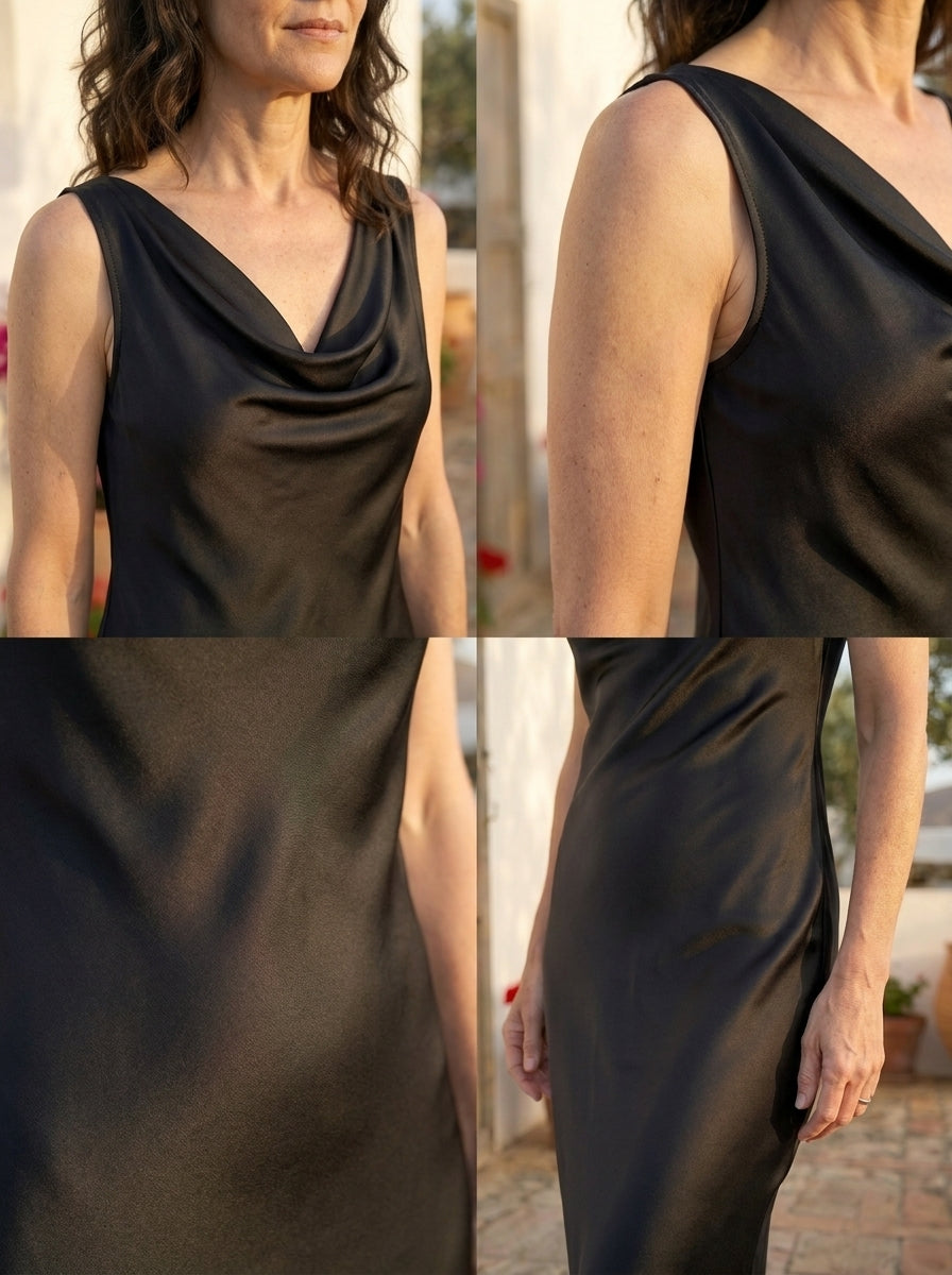 Aurora | Satin Cowl-Neck Maxi Dress