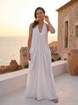 Diana | Grecian Draped White Maxi Dress