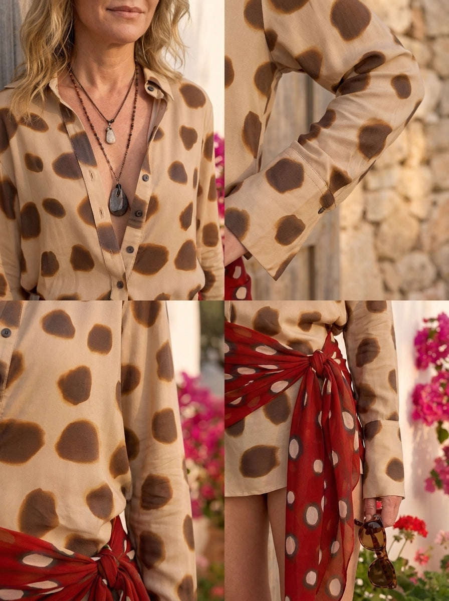 Lola | Wrap Blouse in Polka Dots with Sash