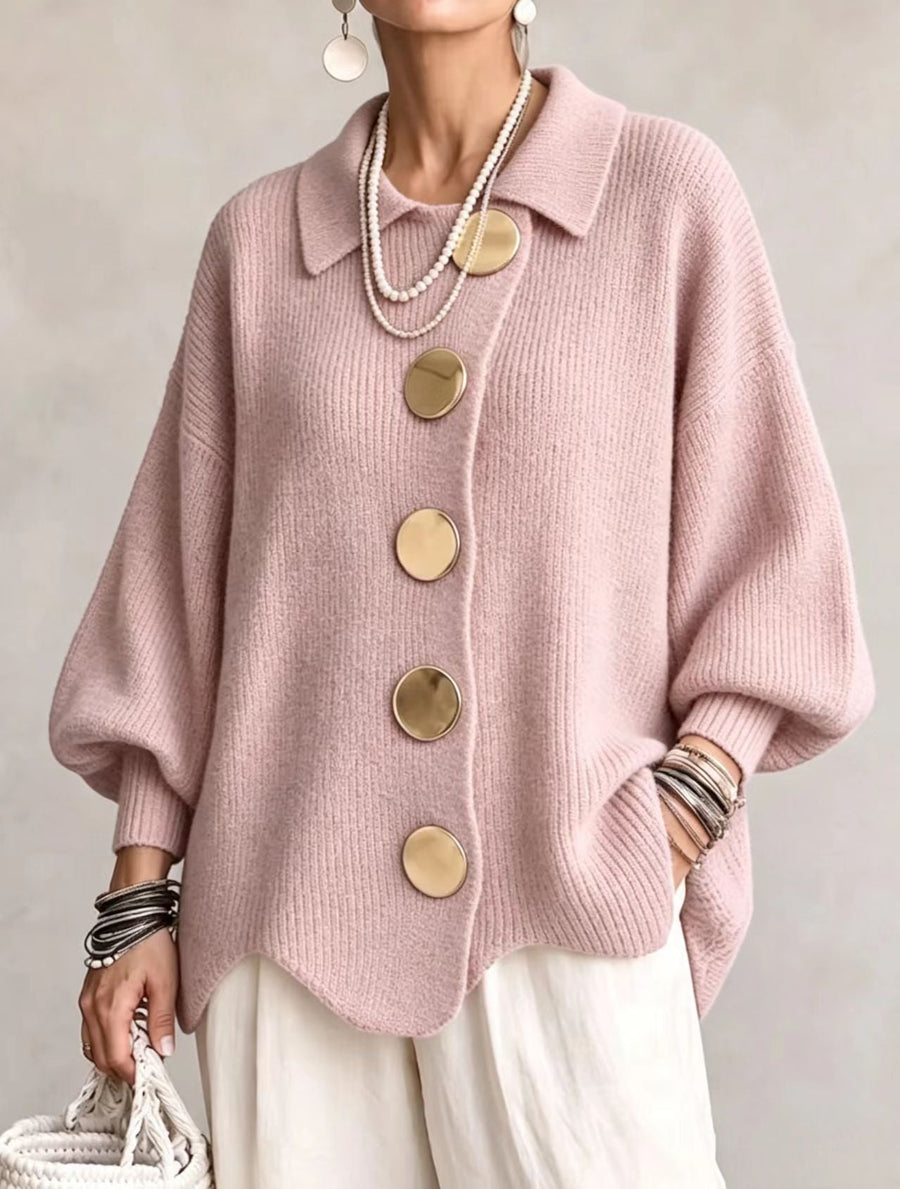 VERÓNICA | CÁRDIGAN OVERSIZE MUJER BOTONES DORADOS