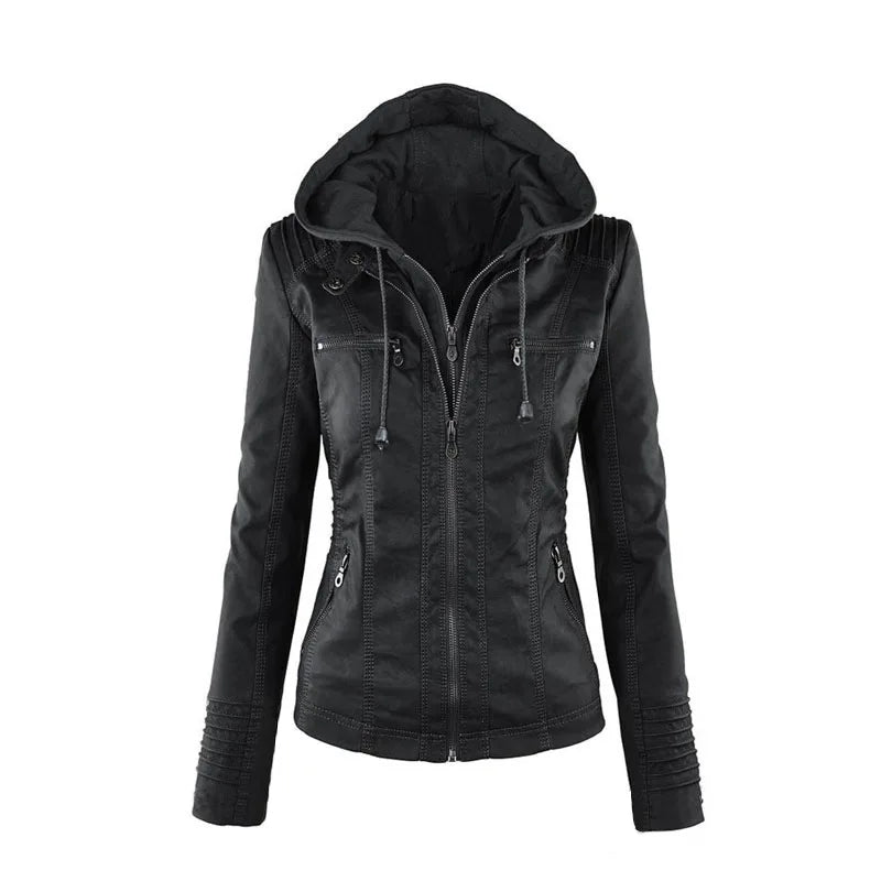 RAQUEL | CAZADORA BIKER CON CAPUCHA REMOVIBLE