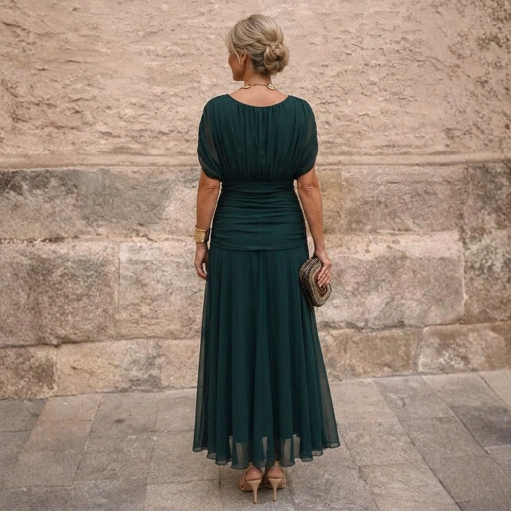MIKAELA | VESTIDO LARGO ELEGANTE DE MUJER CON ESCOTE EN V