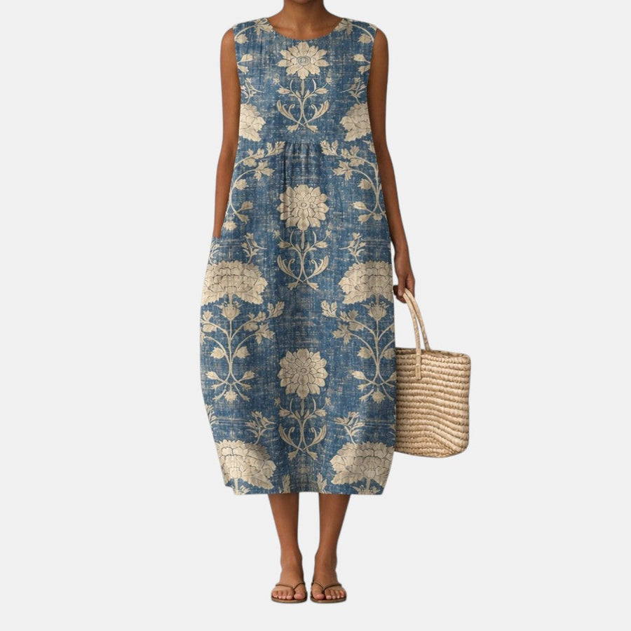AURORA | VESTIDO MIDI CLÁSICO CON ESTAMPADO FLORAL