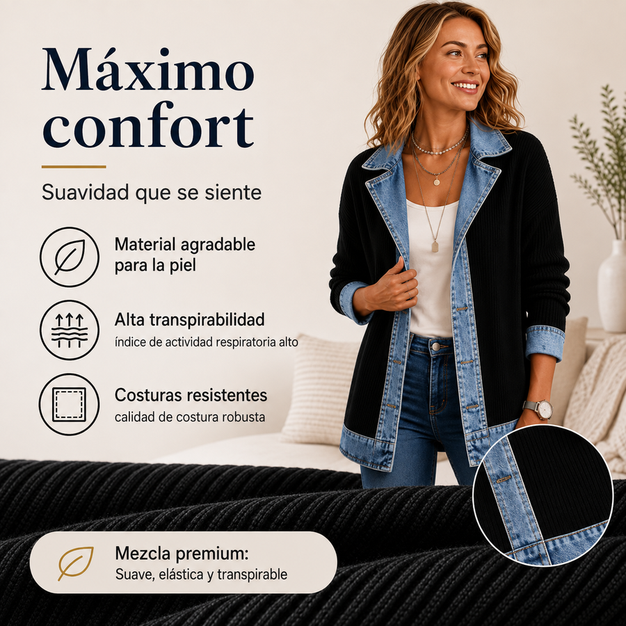 MARLENE | CHAQUETA VAQUERA PATCHWORK CON CORTE BLAZER
