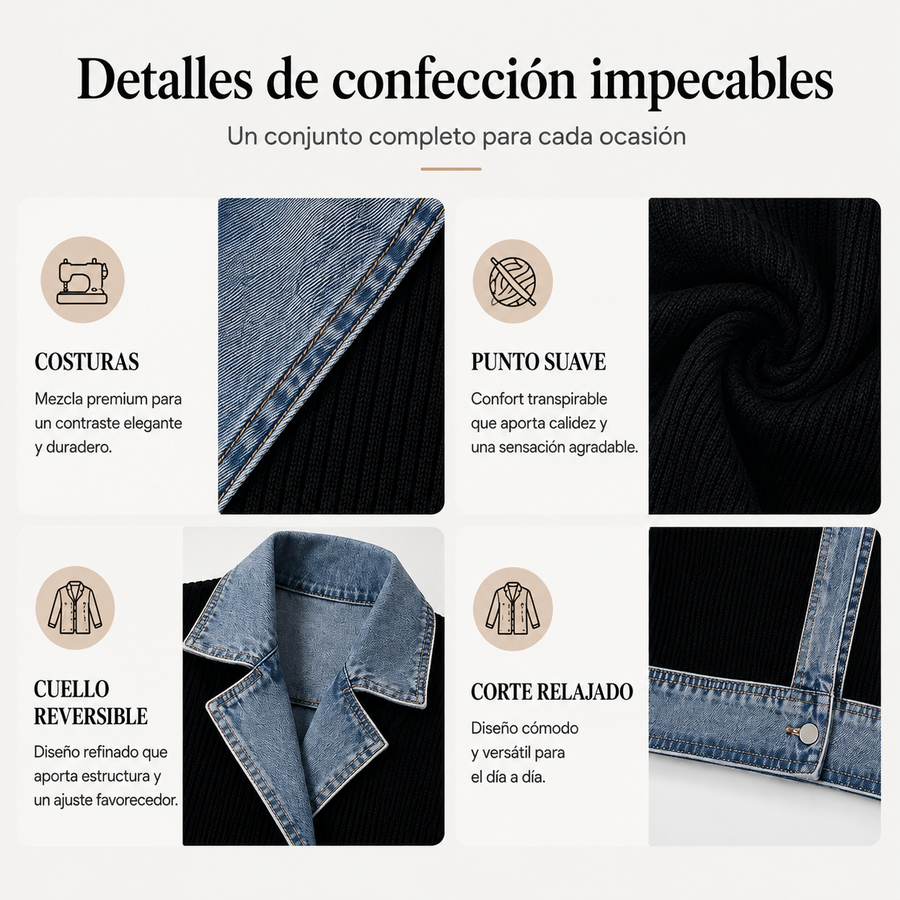 MARLENE | CHAQUETA VAQUERA PATCHWORK CON CORTE BLAZER