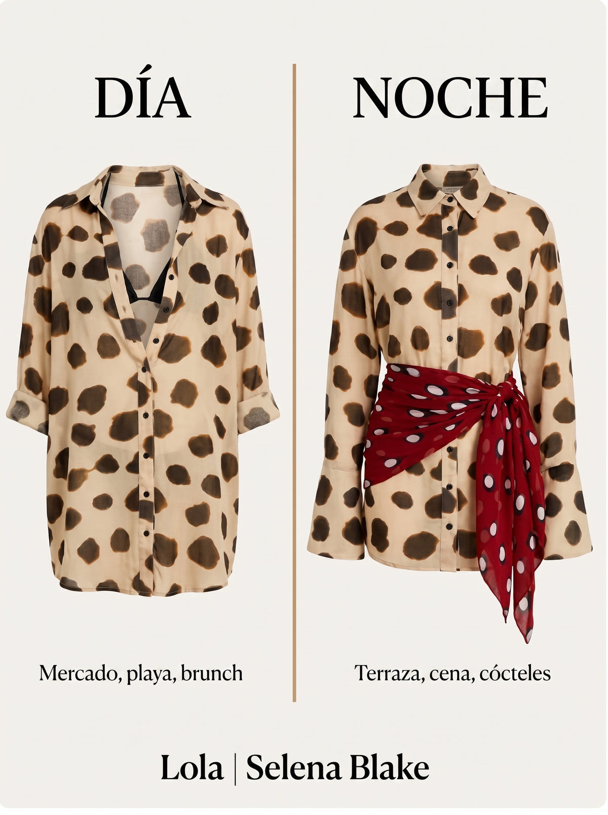 Lola | Wrap Blouse in Polka Dots with Sash