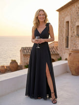 SOFÍA | VESTIDO NEGRO CON LAZOS EN LOS HOMBROS