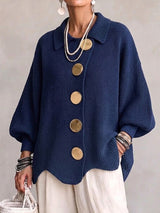 VERÓNICA | CÁRDIGAN OVERSIZE MUJER BOTONES DORADOS